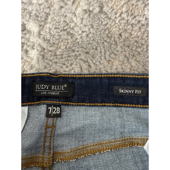 Judy Blue Size 7/28 Skinny Fit Stretch Casual Denim Jeans Pants Blue Button Zip - Picture 9 of 12